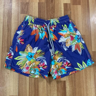 Vilebrequin Swim Trunks Boys Large Blue Multicolor Floral Lezard Beach Youth - Image 1 of 4