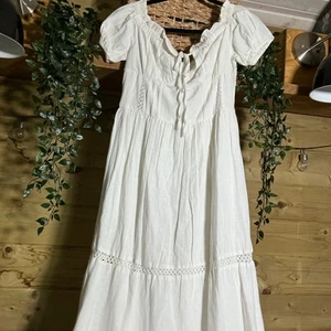 In The Style Sample White Milkmaid Midi Dress Size 12 - Picture 1 of 7