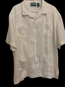 Cubavera Men White 100%Linen 4PocketButtonDetail GuayaberaShirt XXL 795570519686 - Picture 1 of 6