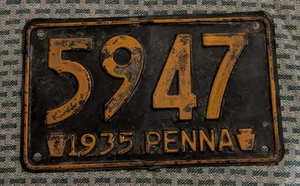 Vintage 1935 Pennsylvania Nummernschild ~ 5947 - Bild 1 von 2