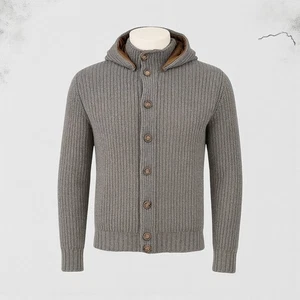 Brunello Cucinelli Size 56 Dark Gray Knitted Cashmere Buttoned Jacket RRP 3200$ - Picture 1 of 20