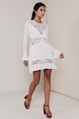 VALENTINO For Love and Lemons Valentina Mini Abito Pizzo Accento Bianco Taglia M LEGGI!