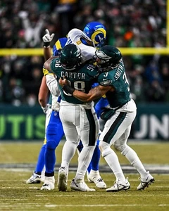 Foto de Jalen Carter & Nolan Smith Sack Stafford Philadelphia Eagles 8x10 NFL - Imagen 1 de 1