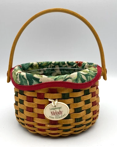 Longaberger 2003 Christmas Tree Trimming Melody American Holly Basket Insert Cover
