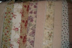 10pcs ~ 2+ LBS Sewing Cotton Fabric Bundle Quilting Patchwork Floral Scraps TANS