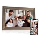 10.1 WiFi Digital Picture Frame, IPS Touch Screen Smart Cloud 10.1 inch Wooden