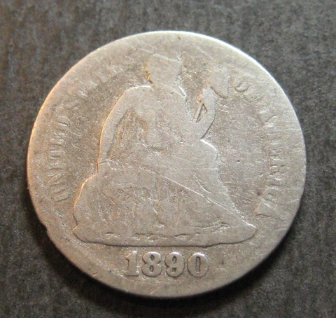 1890  Seated Liberty  Dime - * 90% Silver * - (P3666) Cover