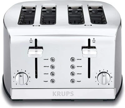 KRUPS 1500578368 KH734D Breakfast Set 4-Slot Toaster with Brushed and Chrome - Image 1 of 4