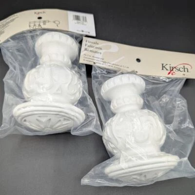 Par de remates de cortina Kirsch nuevo stock antiguo blanco 2" tratamientos decorativos para ventanas Foto 1 de 4