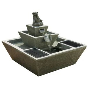 Smart Solar Solar Fountain 13.58" x 11.6" Zen Elephant Concrete Gray (3-Piece) - Picture 1 of 6