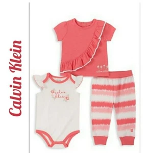 Calvin Klein Baby Girl's 3-Piece Top Bodysuit Pants Set 18 Months - Picture 1 of 3