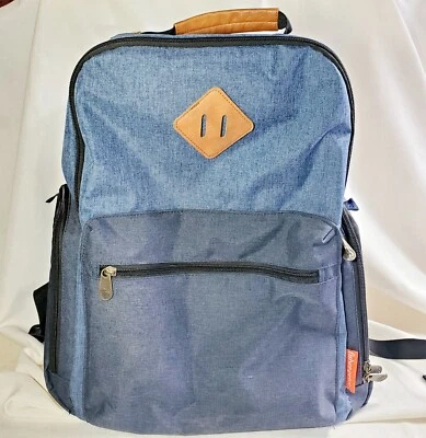 Mochila bolsa de pañales Fisher Price azul marino de sarga Foto 1 de 4