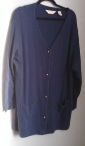 BECHAMEL II WOMENS 100% COTTON CARDIGAN SIZE 2X DARK BLUE - Picture 1 of 4