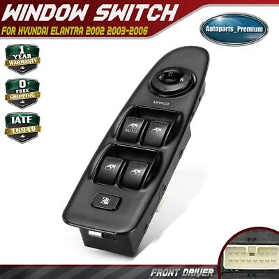Front Driver Power Window Switch for Hyundai Elantra 2002 2003 2004 2005 2006 - Image 1 of 4