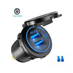 New Waterproof 12V Quick Charge 3.0 Dual USB QC3.0 Fast Charger Adapter For Cars