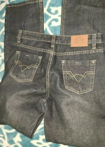 C & K Jeans 18x32 Dark Wash Straight Leg Western Embroidered Pockets (222) - Picture 1 of 3