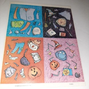 Vintage Stickerbogen Halloween Make A Monster American Greetings Hexe Spinne - Bild 1 von 5