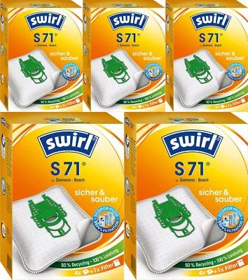 5 Pakete Swirl Staubsaugerbeutel S71 für Siemens Dynapower Bosch Ergomaxx S 71 - Bild 1 von 3