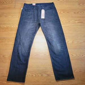 Levi's Herren 505 Regular Fit Gerades Bein Jeans Größe 34x30 Schwarze Waschung Used-Look - Bild 1 von 22