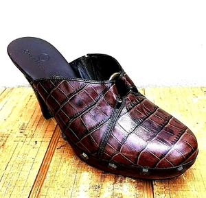 Cole Haan Pantoletten Clogs 6 Leder Alligator Krokodil Slipper Absatz braun Schuh Damen - Bild 1 von 11