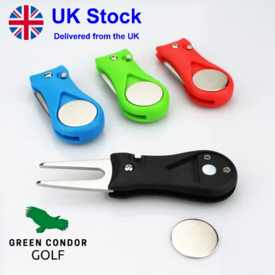 Golf Divot Repair Tool with Ball Marker Pitch mark Switchblade Golf Accessories - Image 1 of 4