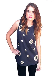 Morning Warrior 90's Eye GraphicMuscle Tee - Faded Black - Eyeballs - Sleeveless - Picture 1 of 2