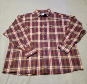 Wrangler Flannel Shirt Men 3XL Plaid Pearl Snap Western Work Wear classic fit - Picture 1 of 5