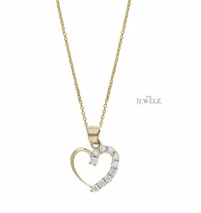 Collar colgante con dije de corazón de diamantes de oro de 14 quilates de 0,12 quilates vs/F-G - The Jewelz - Imagen 1 de 3