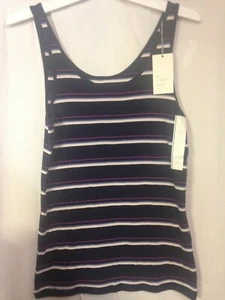 WOMEN'S SLIM FIT ANY DAY RIB TANK TOP  - A NEW DAY NAVY STRIPE  - Picture 1 of 2