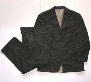 VTG Chaps Ralph Lauren Brown Wool Cashmere Check Men’s Suit 38S Made In Canada - Picture 1 of 24