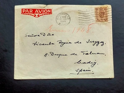 Reino Unido, Berks, Maidenhead a España Cádiz 1948 tc1010 - Image 1 of 2