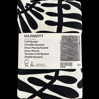 IKEA MAJSMOTT Off-White & Black Full/Queen Duvet Cover and Pillowcases - Image 1 of 4