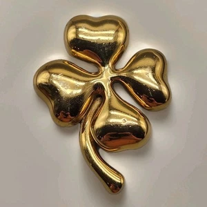 Broche Trébol Monet De Colección Firmado Tono Dorado Prendedor Día de San Patricio 4 Hojas Suerte LEER - Imagen 1 de 9