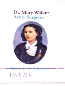 Dr. Mary Walker - 1° Medaglia d'Onore Donna - 1982 Francobolli Replica Oro 22kt - Foto 1 di 4