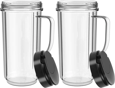 2 Pack Magic Bullet Blender Cups Tall 22Oz Cup with Flip Top To-Go Lid Replaceme - Image 1 of 4