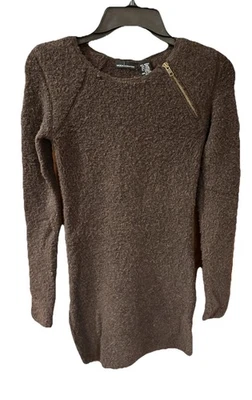 Vestido Suéter Corto MODA INTERNATIONAL Marrón Mezcla Lana Boucle XS Foto 1 de 2