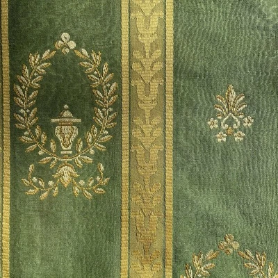 Vintage Green Gold French Style Brocade Upholstery Fabric Sample Cutter 26x27” - Image 1 of 4