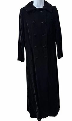 Abrigo de ópera de terciopelo negro vintage años 60 S largo doble botonadura botones de terciopelo formal Foto 1 de 4
