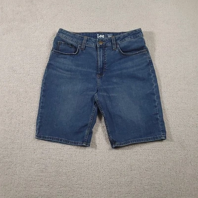 Lee 牛仔短裤女式 10 蓝色标准版百慕大中腰 5 口袋拉链门襟 — 第 1/4 张图片