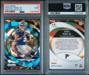 Panini Prizm #6 Michael Penix Jr. Portals Blue Ice Prizm #/99 RC PSA 9 2024 - Imagen 1 de 1