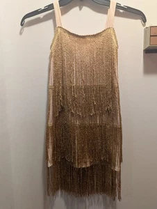 Little Girls 8-10 Gold Sleeveless Mid Calf Flapper Dress - Picture 1 of 11
