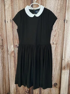 Polo Ralph Lauren Girl’s Fit and Flare Black Dress Peter Pan collar Size XL (16) - Picture 1 of 3
