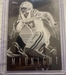 2024 Topps Midnight Football Laiatu Latu RC COLTS /20 Black And White - Bild 1 von 6