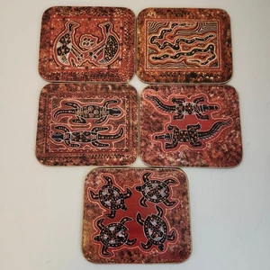 Chelsy Set Of 6 Cork Back Souvenir Tribal Animal Print Coasters Souvenir Box - Picture 1 of 13