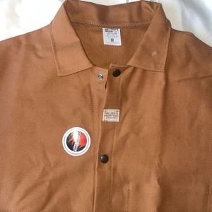 Stanco Welders Wear Men's Cotton Flame Resistant Long Sleeve Jacket Medium Brown - Picture 1 of 16