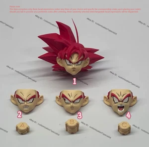 NUEVO personalizado goku 1/12 shf dios rojo goku cabeza pelirroja escultura kit de 3 caras - Imagen 1 de 4