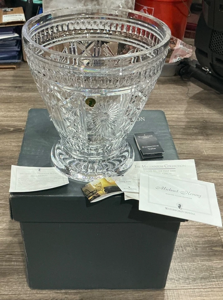 Waterford Crystal Millennium 5 Five Toasts Champagne Ice Bucket 10.5” *NEW* - Image 1 of 4