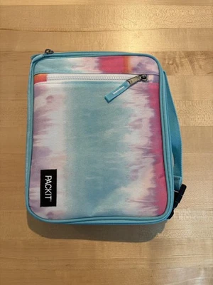 PackIt Insulated Lunch Bag Cooler Box Tie-Dye Pastel Zipper Pocket Handle Case - Image 1 of 4