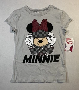 NWT Disney Gangster Minnie Mouse Girl's Short Sleeve Graphic Tee Gray Size 10/12 - Picture 1 of 9
