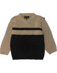 Maglione maglione scollo a V TIMBERLAND ragazzo 2-3 anni grigio colorblock cotone KZ13 - Foto 1 di 3